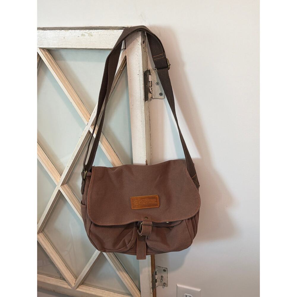 Gearonic brown canvas crossbody bag
